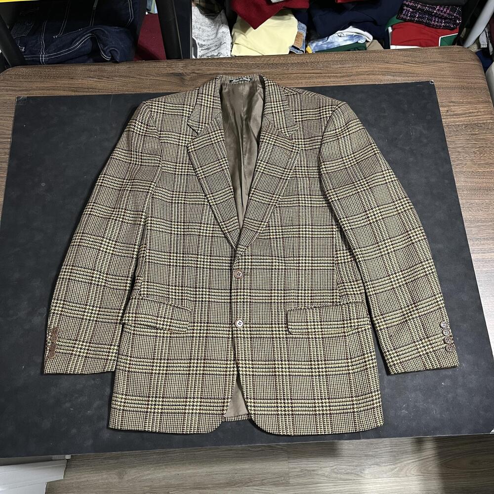 Valentino Blazer Mens 38 Vintage Herringbone Wool Tweed Sport Coat Made In Italy